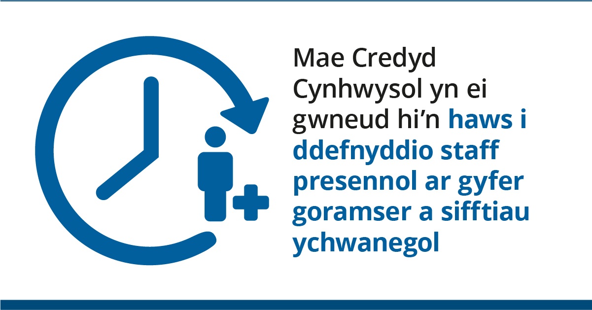 Mae Credyd Cynhwysol yn ei gwneud hi'n haws i ddefnyddio staff presennol ar gyfer goramser a sifftiau ychwanegol