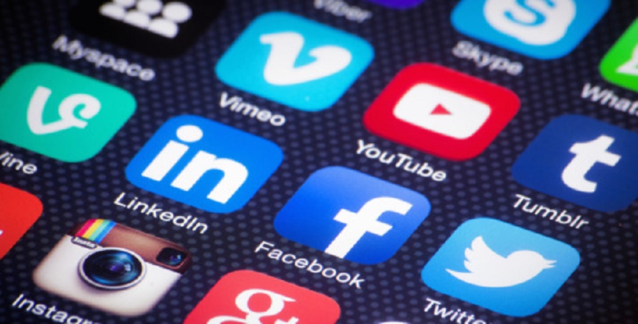 social media icons on mobile device