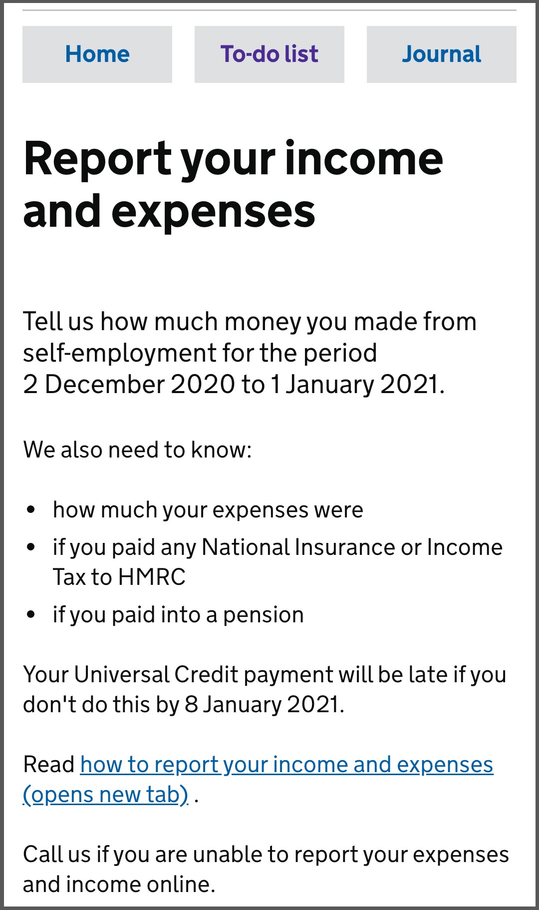 Universal Credit Account